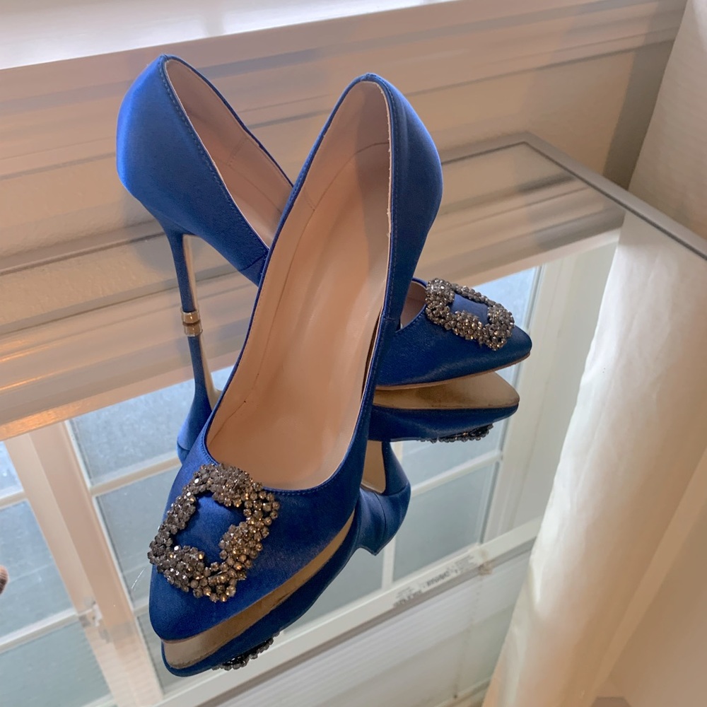 Blue Jeweled Heels (EU Size 8 / US Size 7